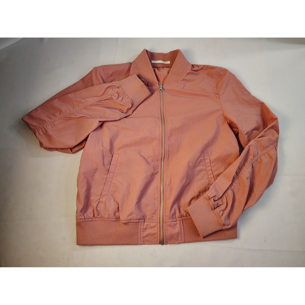 Uniqlo Womens Pink Nylon Bomber Jacket Lightweight Full Zip Casual Streetwear XS